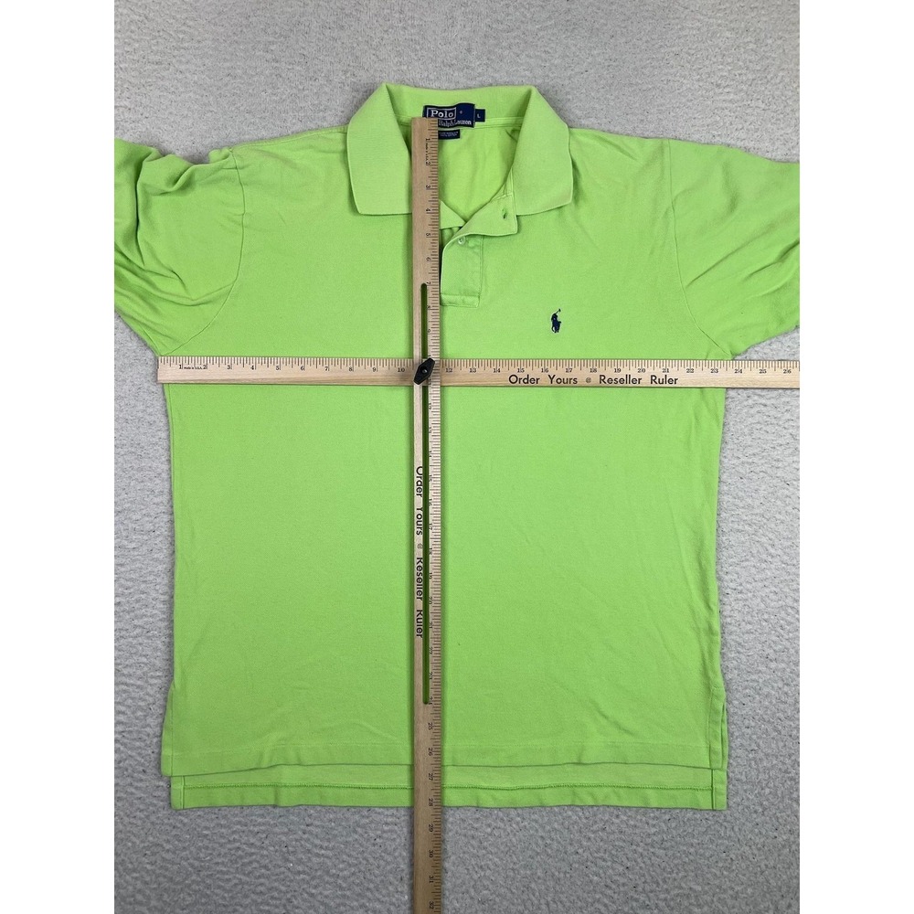 Polo Ralph Lauren Polo Shirt Mens Large Green 100% Cotton Pique Pony Logo - Picture 7 of 8
